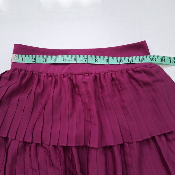Reiss Tiered Pleated Fuschia Skirt - Picture 6 of 9